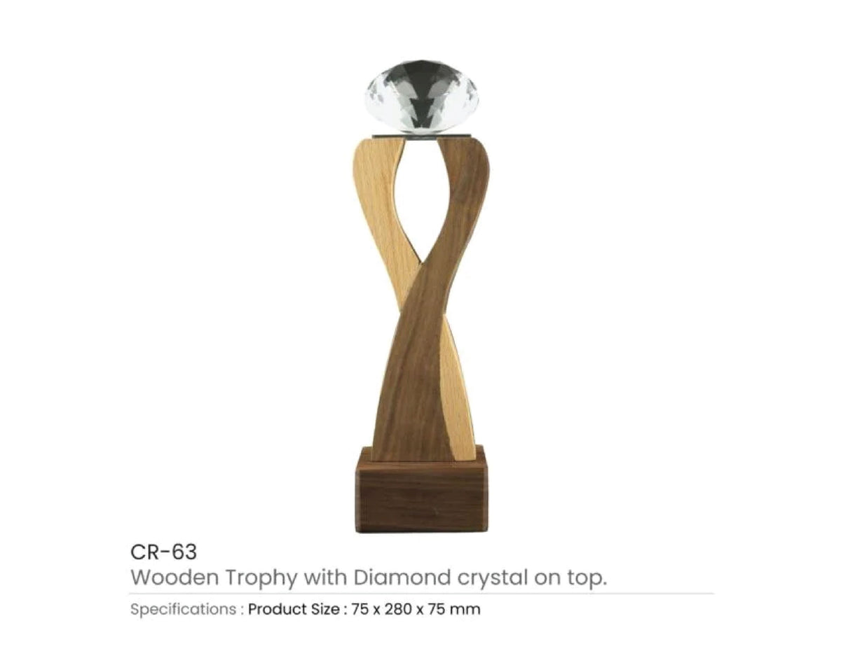 Wooden Trophy Diamond Crystal - view 3