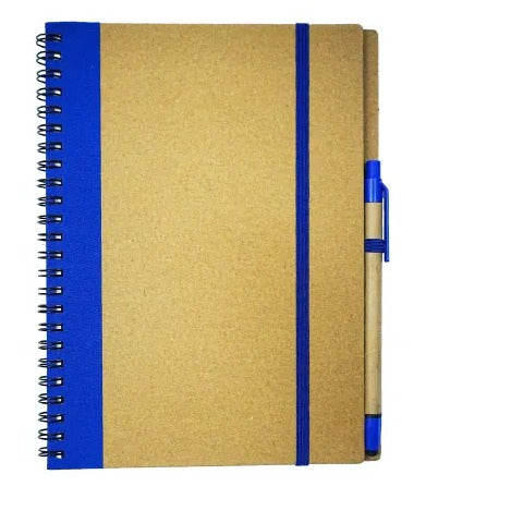 Recycled Spiral Notebook Stylus and Pen - Blue