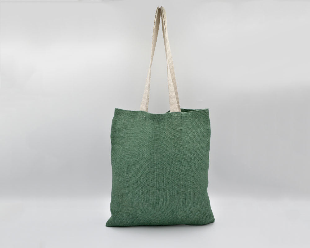 Jute Tote Bag with Cotton Handle - Green