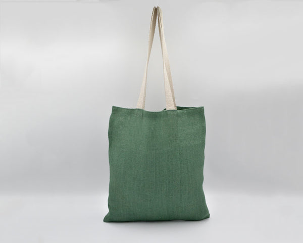 Jute Tote Bag with Cotton Handle - Green
