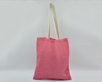 Jute/Canvas Bag with Button - Pink