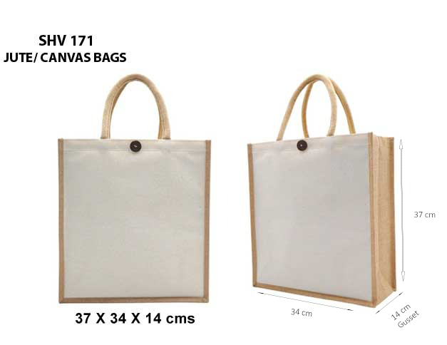 Jute/Canvas Bag - 30x26x15