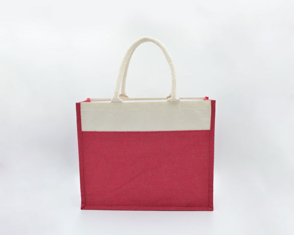Jute/Canvas Bags (Multicolor) - Dark Red