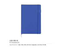 A5 PU Leather Notebook USB - Black