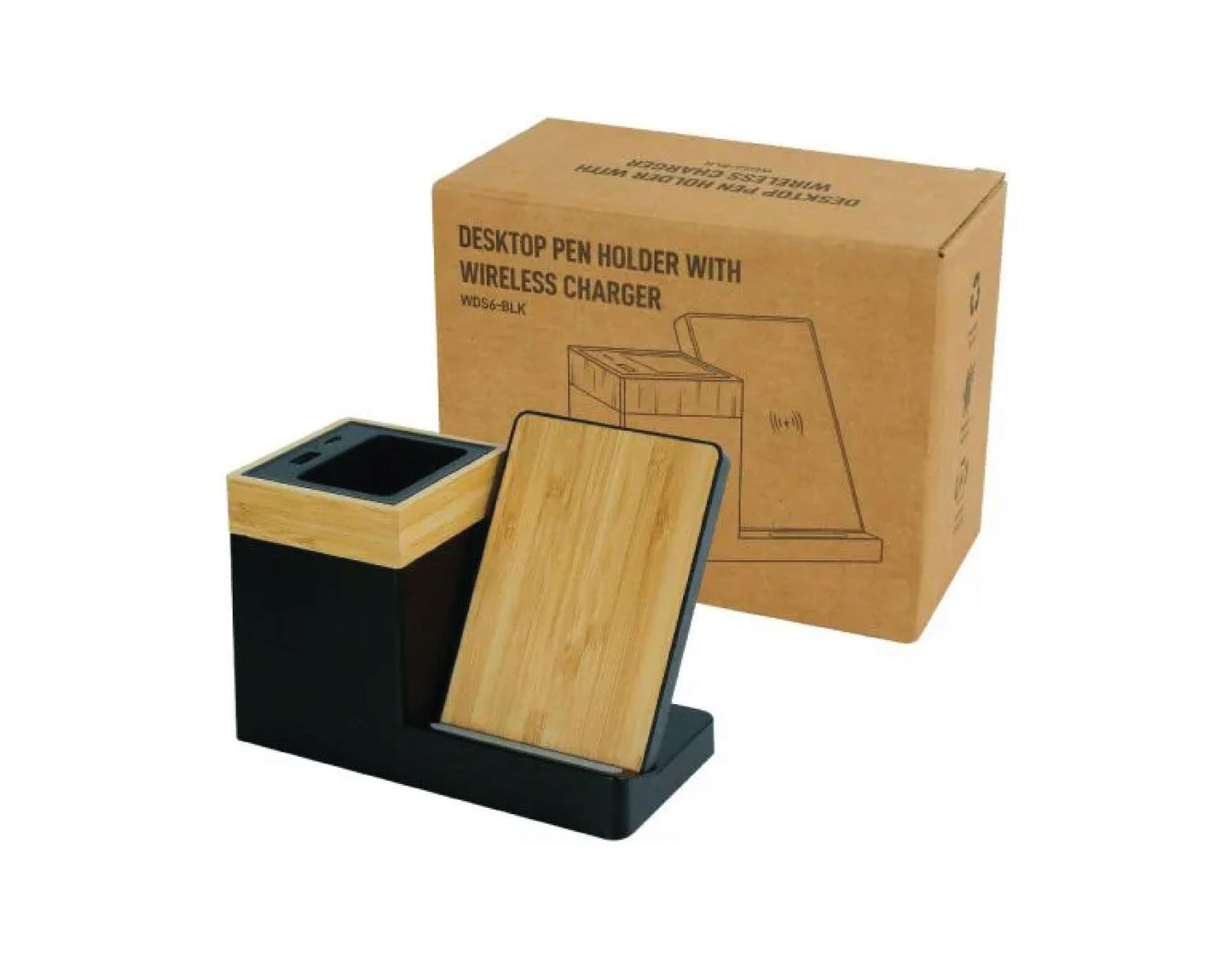 Bamboo Pen Holder with Wireless Charger