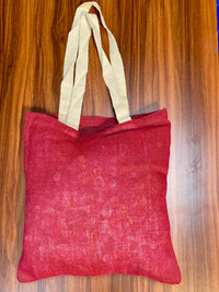 Jute Tote Bag Cotton Handle - Red