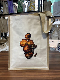 Jute/Canvas Bags (Assorted Sizes) - Beige 31x19x14