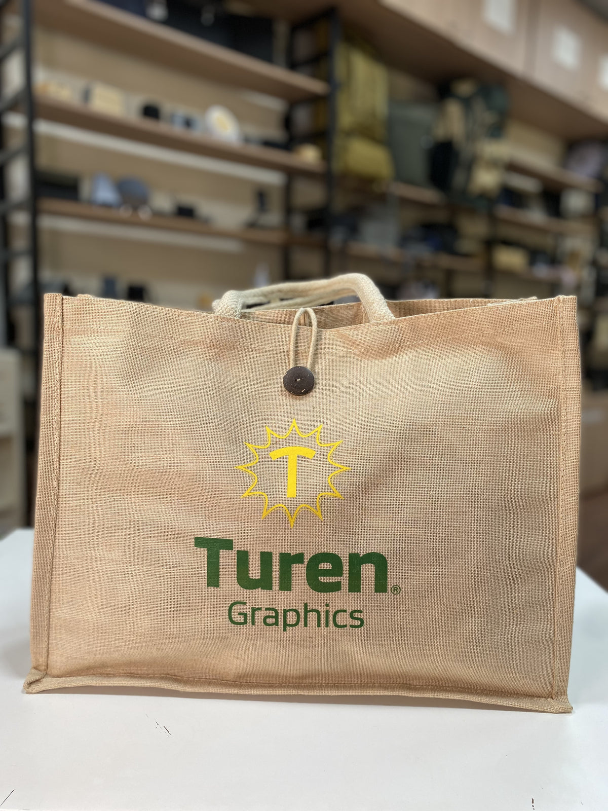 Jute Natural With Button 41x33x15