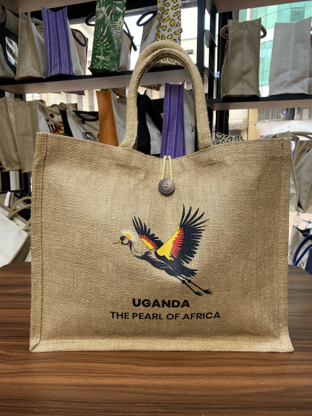 Jute Natural With Button 41x33x15