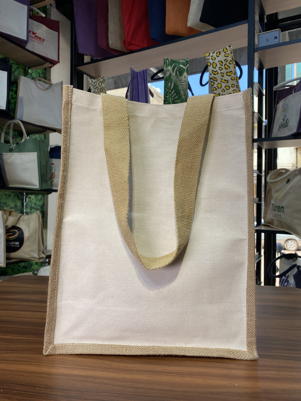 Jute/Canvas Bags (Assorted Sizes) - Beige 31x19x14