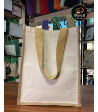 Jute/Canvas Bags (Assorted Sizes) - Beige 31x19x14