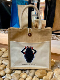 Jute/Canvas Bags with Button - Beige 30x30x15