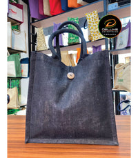 Jute/Canvas Bags (Assorted Sizes) - Black 31x19x14