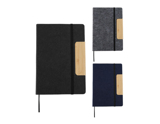 Gazette Felt Bamboo Notebook, Black