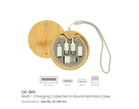 USB Multi Charging Cable Set Round Bamboo