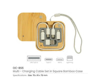 USB Multi Charging Cable Set Square Bamboo - view 5