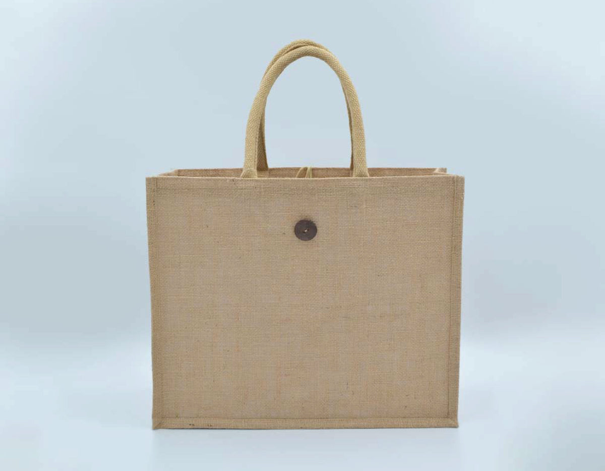 Jute Natural With Button - 30 X 30 X 15