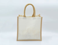 Jute White Natural Bag with Button - 14 X 33 X 15