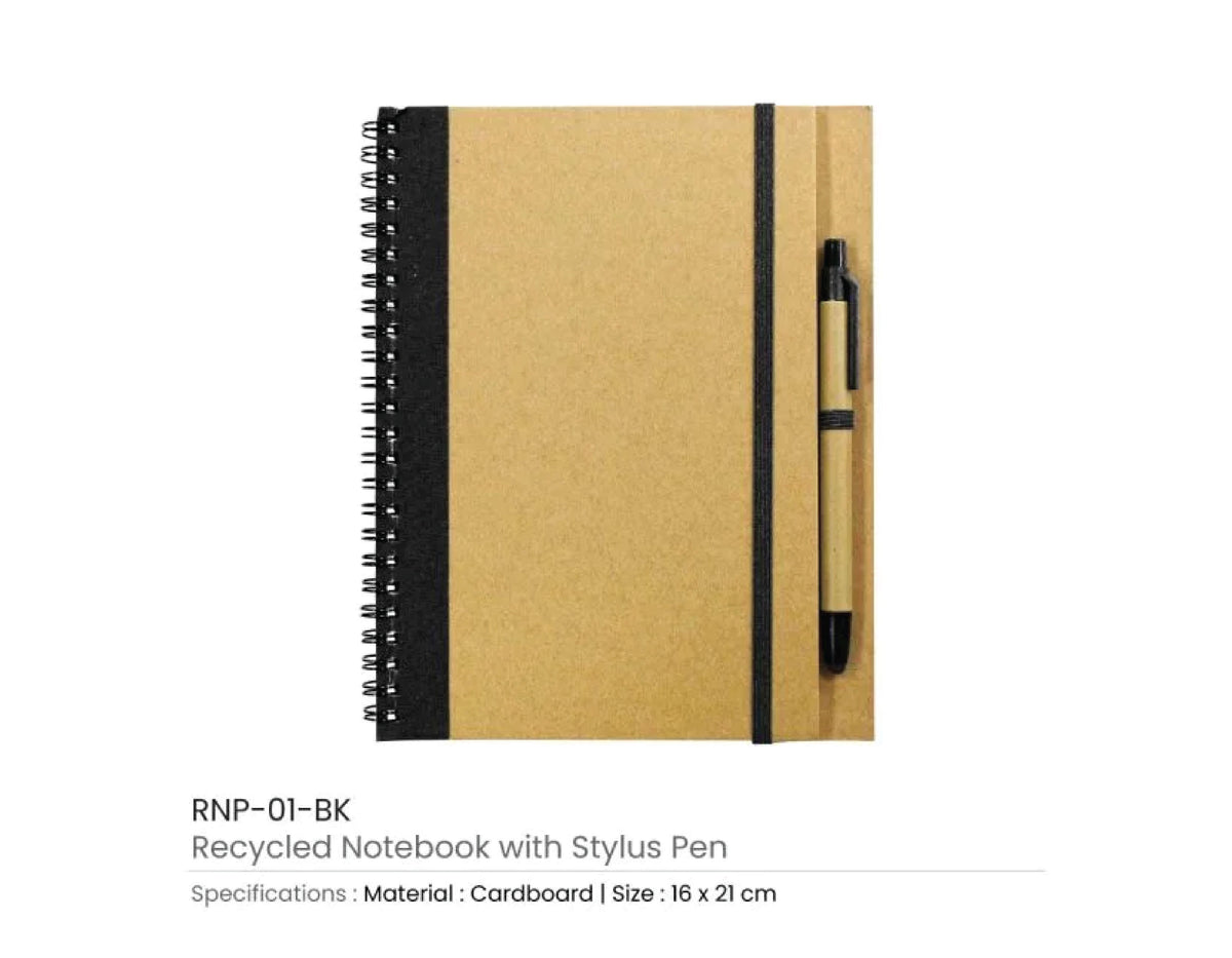 Recycled Spiral Notebook Stylus and Pen - Blue