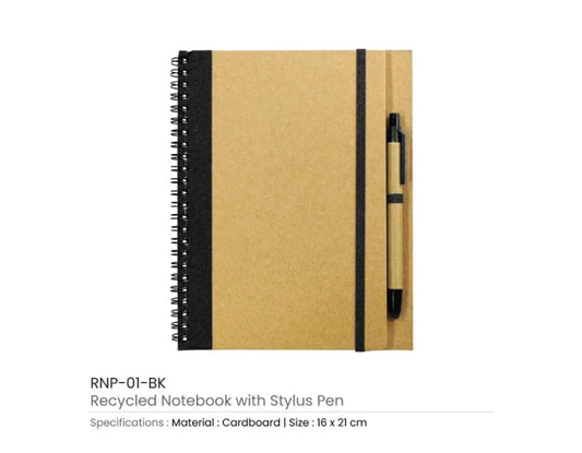 Recycled Spiral Notebook Stylus and Pen