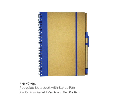 Recycled Spiral Notebook Stylus and Pen