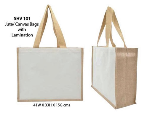 JUTE/CANVAS BAG WITH BUTTON