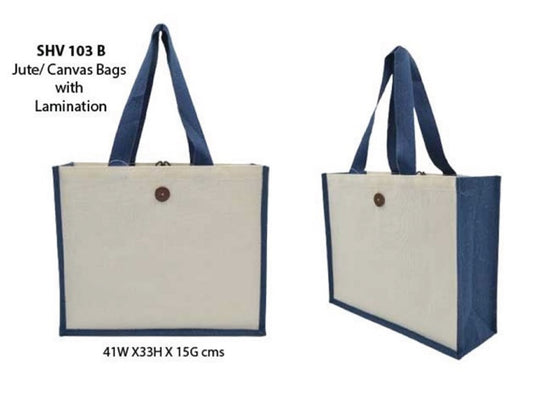 JUTE/CANVAS BAG WITH BUTTON