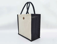 Jute/Canvas Bags with Button (Multicolor) - Green