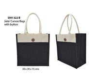 Jute/Canvas Bags with Button (Multicolor) - Green